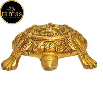 Tamas Brass Kurma Avatar Good Luck Tortoise Statue (Golden) Height: 3 inches