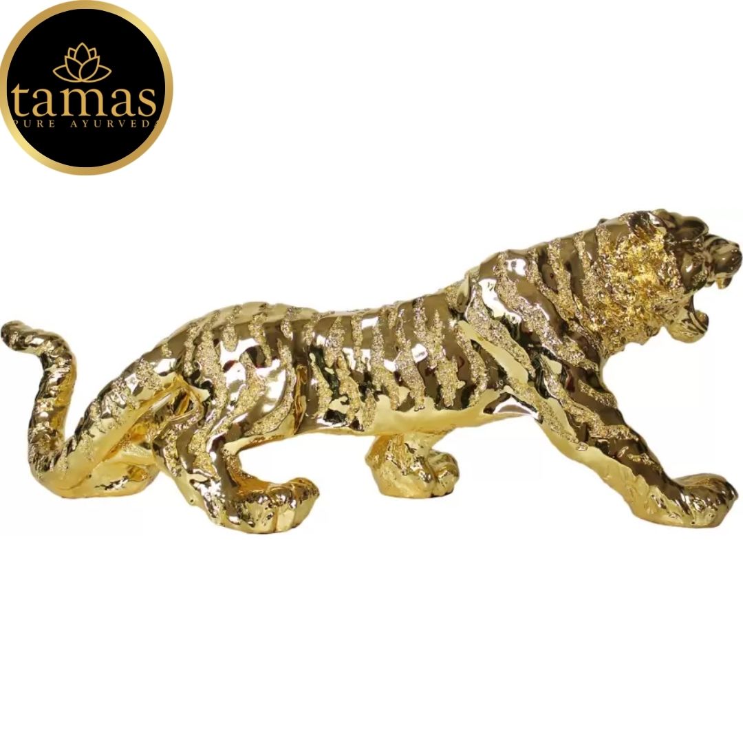 Tamas Poly Resin Gold Plated Jaguar Statue (13 Inches, Golden)