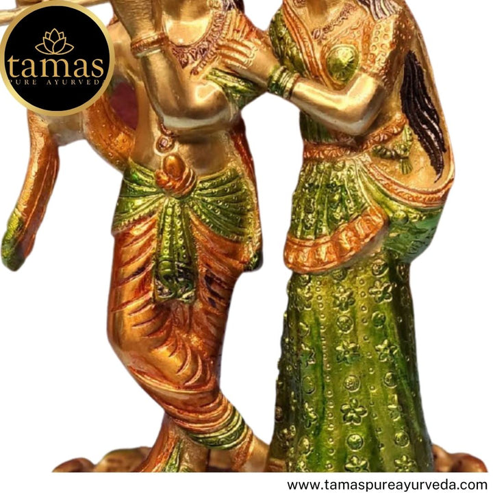 Tamas Brass Handcrafted Radha Krishna  Statue / Idol with Antique Finish (7 x 5 x 11 Inches, Brown) (Pack of 1)