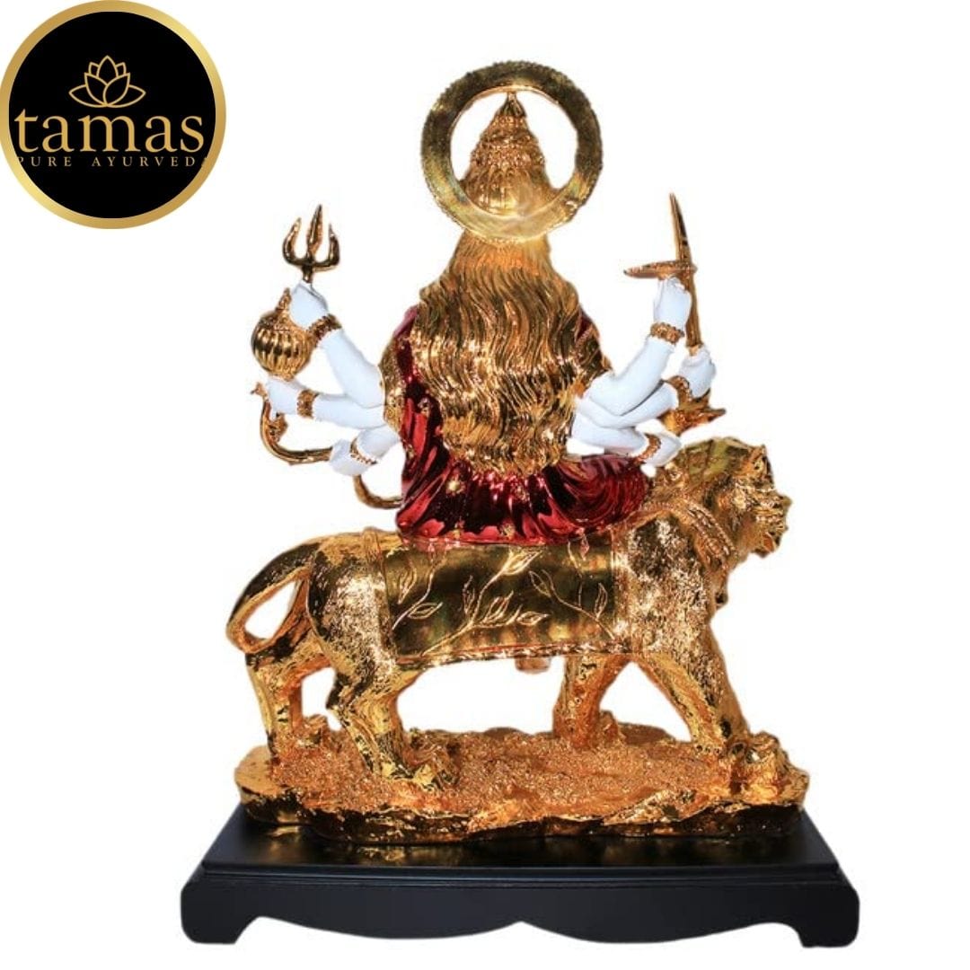 Gold Plated Goddess Maa Durga Devi Statue