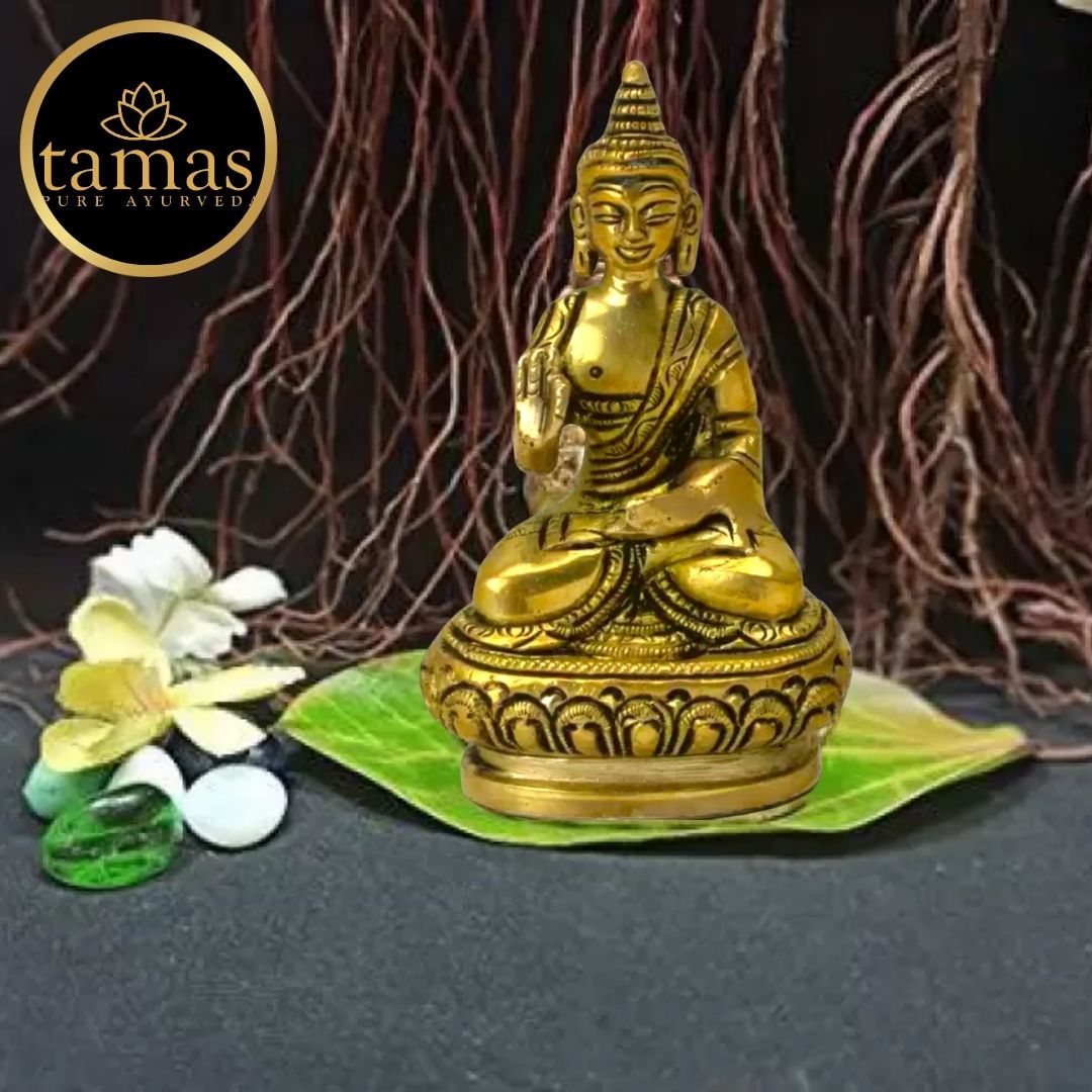 Tamas Brass Buddha Idol Decorative Showpiece(Golden) Height: 3.5 inches