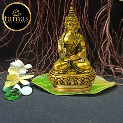 Tamas Brass Buddha Idol Decorative Showpiece(Golden) Height: 3.5 inches