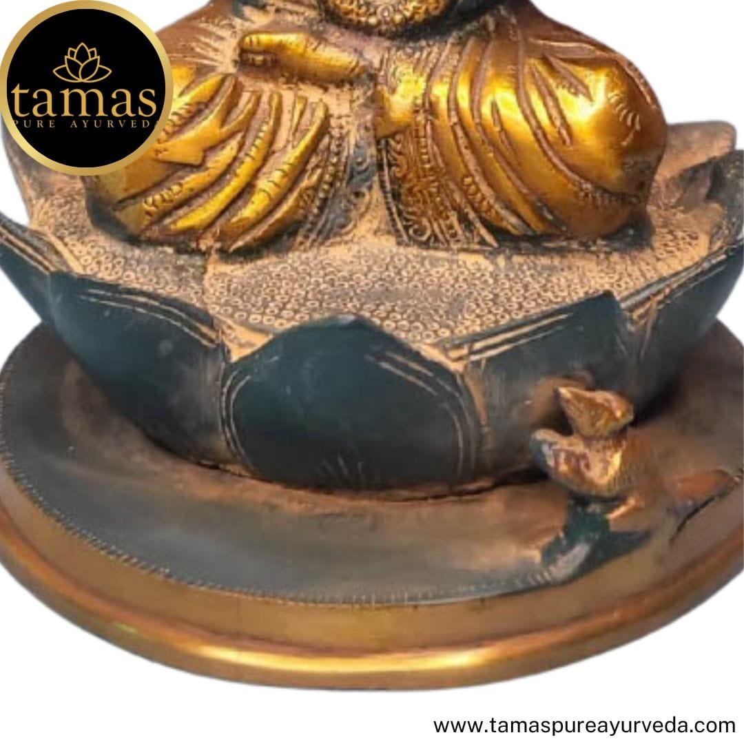 Brass  Ganesha Statue Sitting on Lotus  Statue / Idol