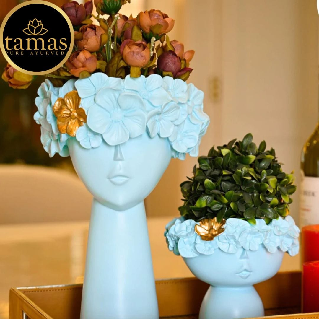 Tamas Poly Resin Adorable Tiara Vases (L: 5 inches, W: 5 inches, H: 12 inches / L: 6 inches, W: 5 inches, H: 5 inches) - Tamas: Luxury Indian Gifts