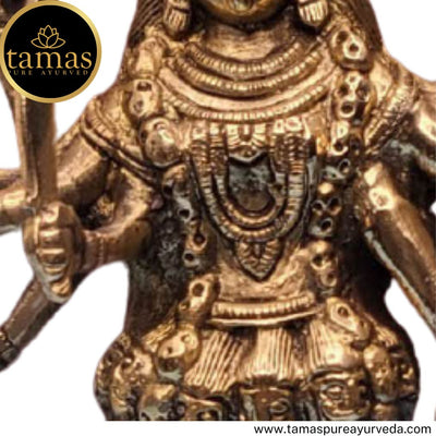 Tamas Brass Handcrafted Mahakali Kalika Maa Statue / Idol with Antique Finish (6 x 3 x 11 Inches, Golden) (Pack of 1)