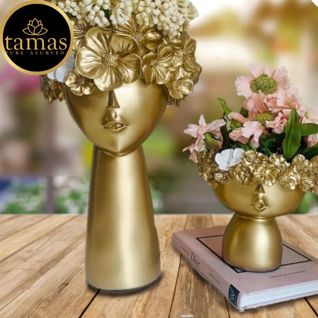 Tamas Poly Resin Adorable Tiara Vases (L: 5 inches, W: 5 inches, H: 12 inches / L: 6 inches, W: 5 inches, H: 5 inches) - Tamas: Luxury Indian Gifts