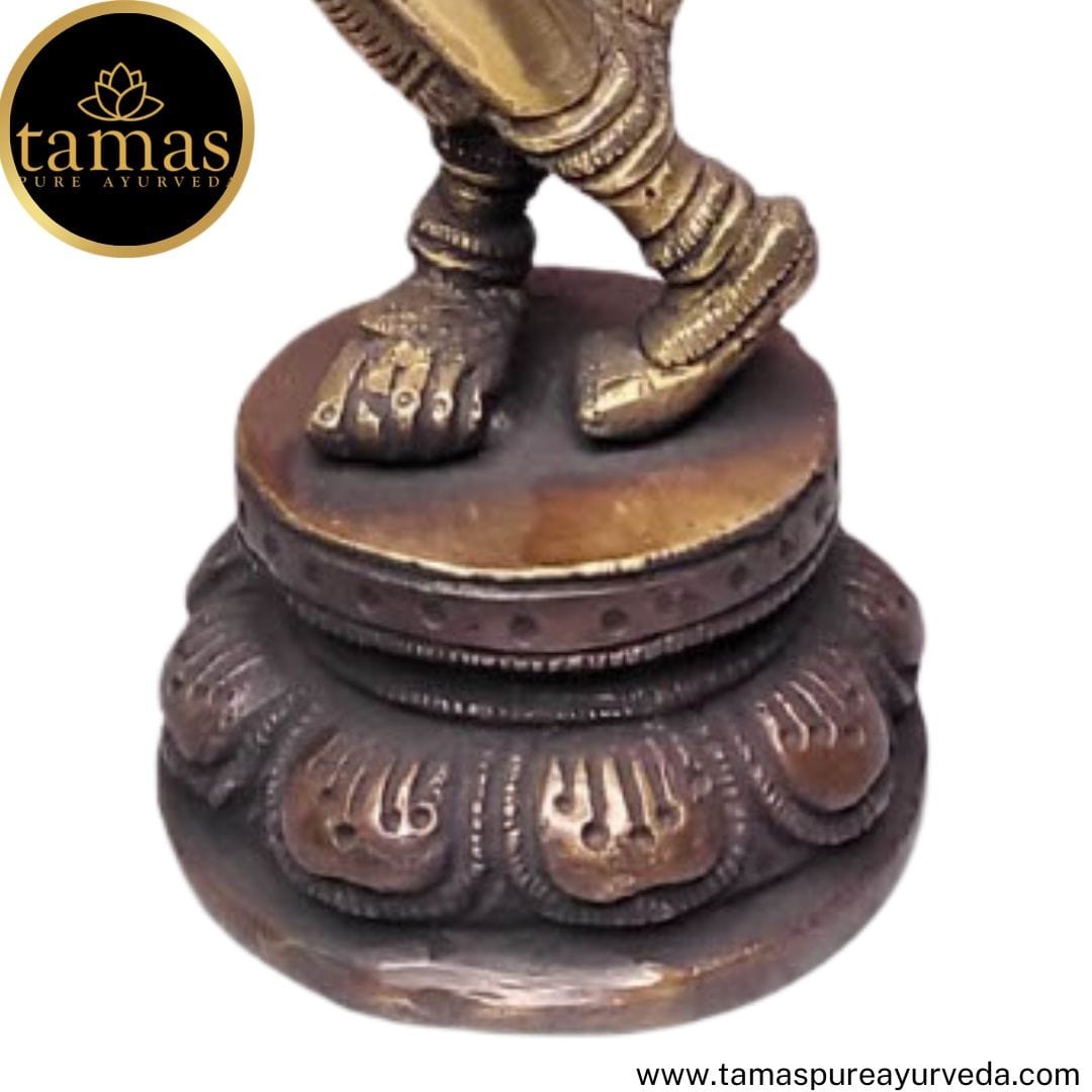 Brass Handcrafted Flute Playing Krishna with Peacock  Statue  Idol