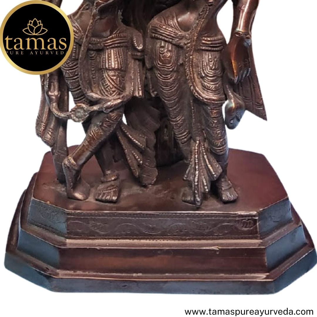 Brass  Radha Krishna Yugal Jodi with Flute Statue Idol