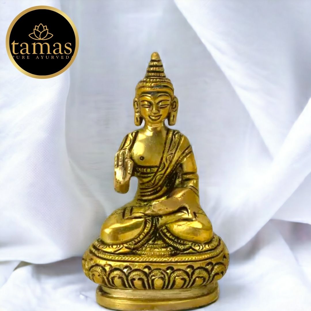 Tamas Brass Buddha Idol Decorative Showpiece(Golden) Height: 3.5 inches