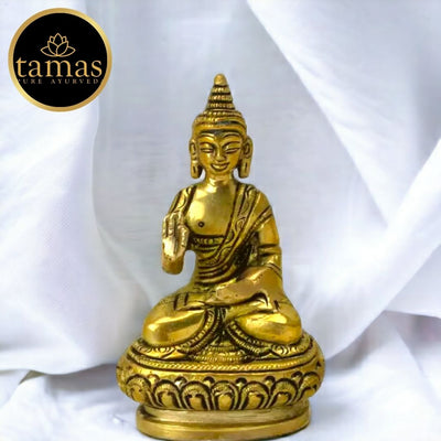 Tamas Brass Buddha Idol Decorative Showpiece(Golden) Height: 3.5 inches