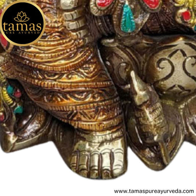 Tamas Brass Handcrafted Lord Ganesh Statue / Idol with Antique Finish (1Ft. Multicolour) (Pack of 1)