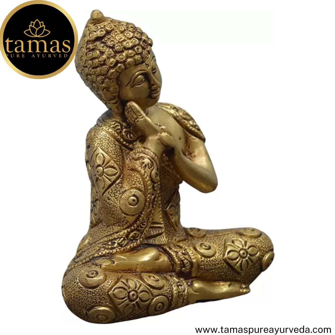 Brass Handcrafted Lord Buddha Resting in Sitting Posture Statue