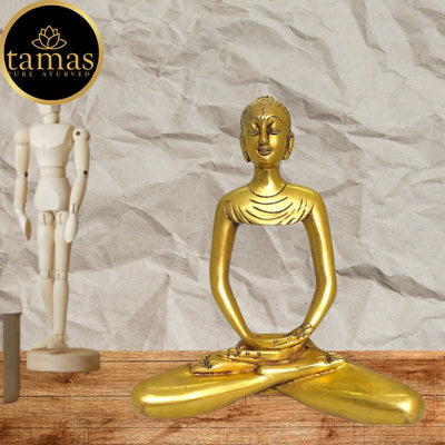 Tamas Brass India Stylized Buddha - Tibetan Buddhist (Golden) Height: 9.5 inches