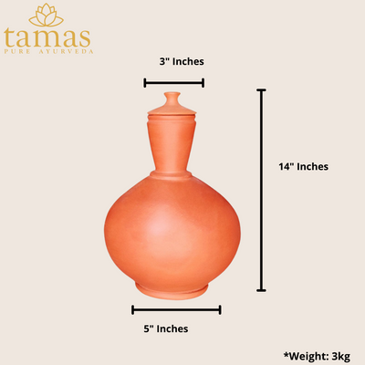 Handmade & Eco-friendly Earthen (Clay/ Terracotta) Surahi With Clay Lid (3l)