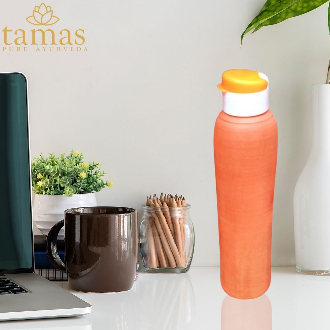 Handmade (Clay/ Terracotta) Carry Water Bottle with Sipper Cap