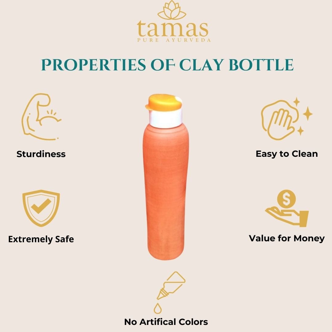 Handmade (Clay/ Terracotta) Carry Water Bottle with Sipper Cap
