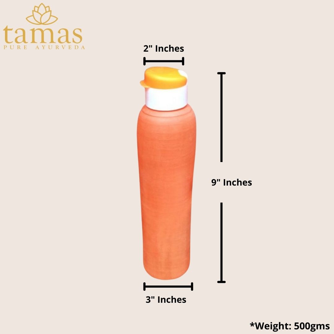 Handmade (Clay/ Terracotta) Carry Water Bottle with Sipper Cap