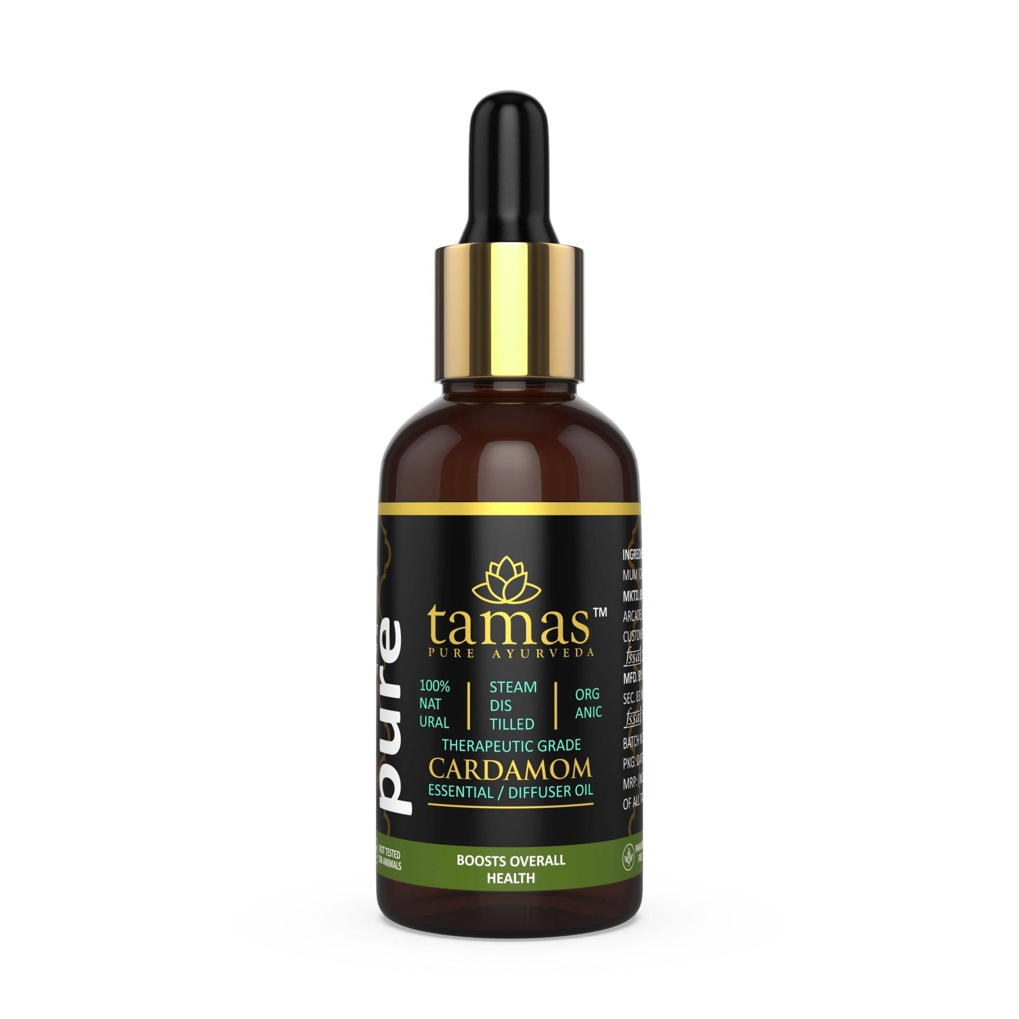 Organic Cardamom Essential Oil (Elettaria Cardamomum): - Therapeutic Grade|USDA|100% Natural (15ml) - Tamas: Luxury Indian Gifts