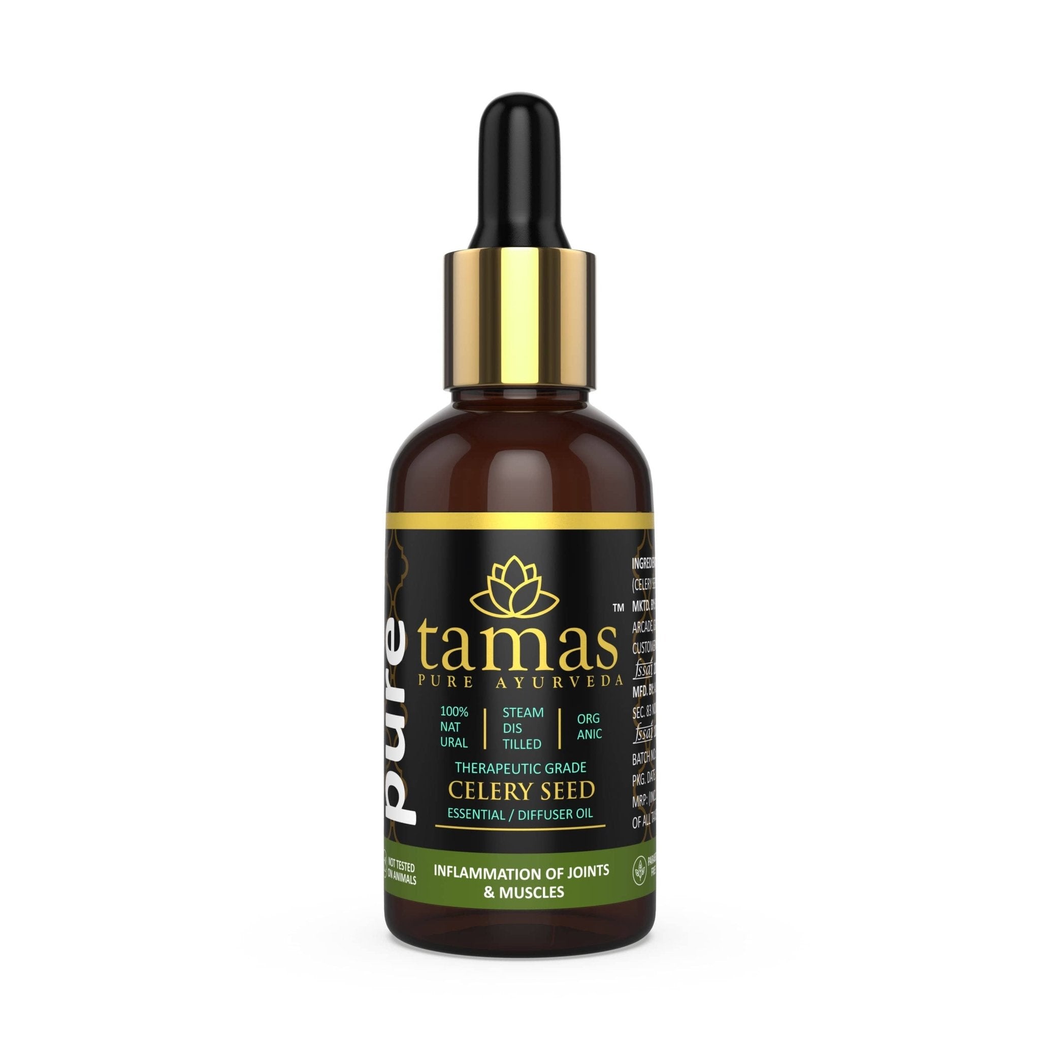 Organic Celery Seed Essential Oil (Apium Graveolens): - Therapeutic Grade|USDA|100% Natural (15ml) - Tamas: Luxury Indian Gifts