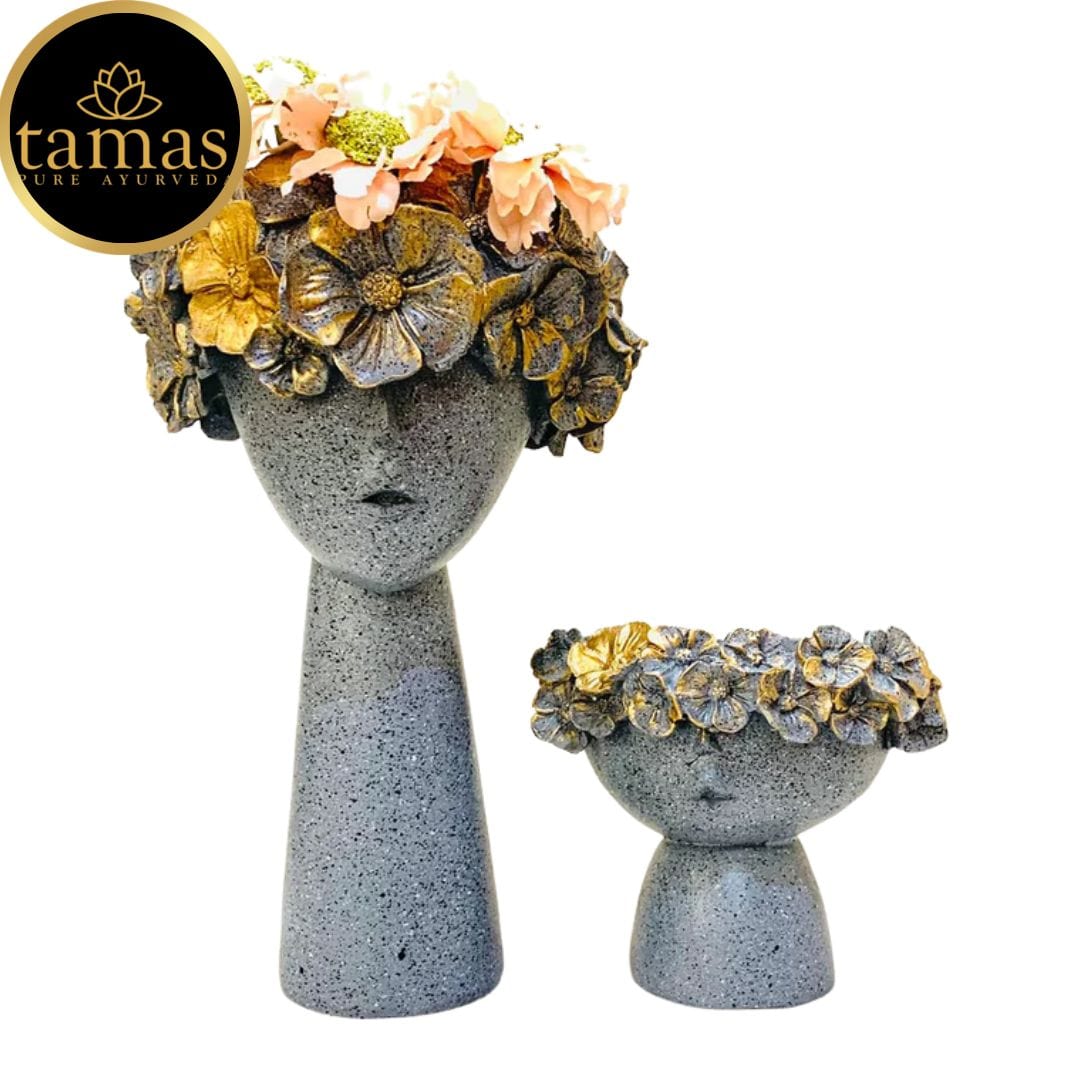 Tamas Poly Resin Adorable Tiara Vases (L: 5 inches, W: 5 inches, H: 12 inches / L: 6 inches, W: 5 inches, H: 5 inches) - Tamas: Luxury Indian Gifts