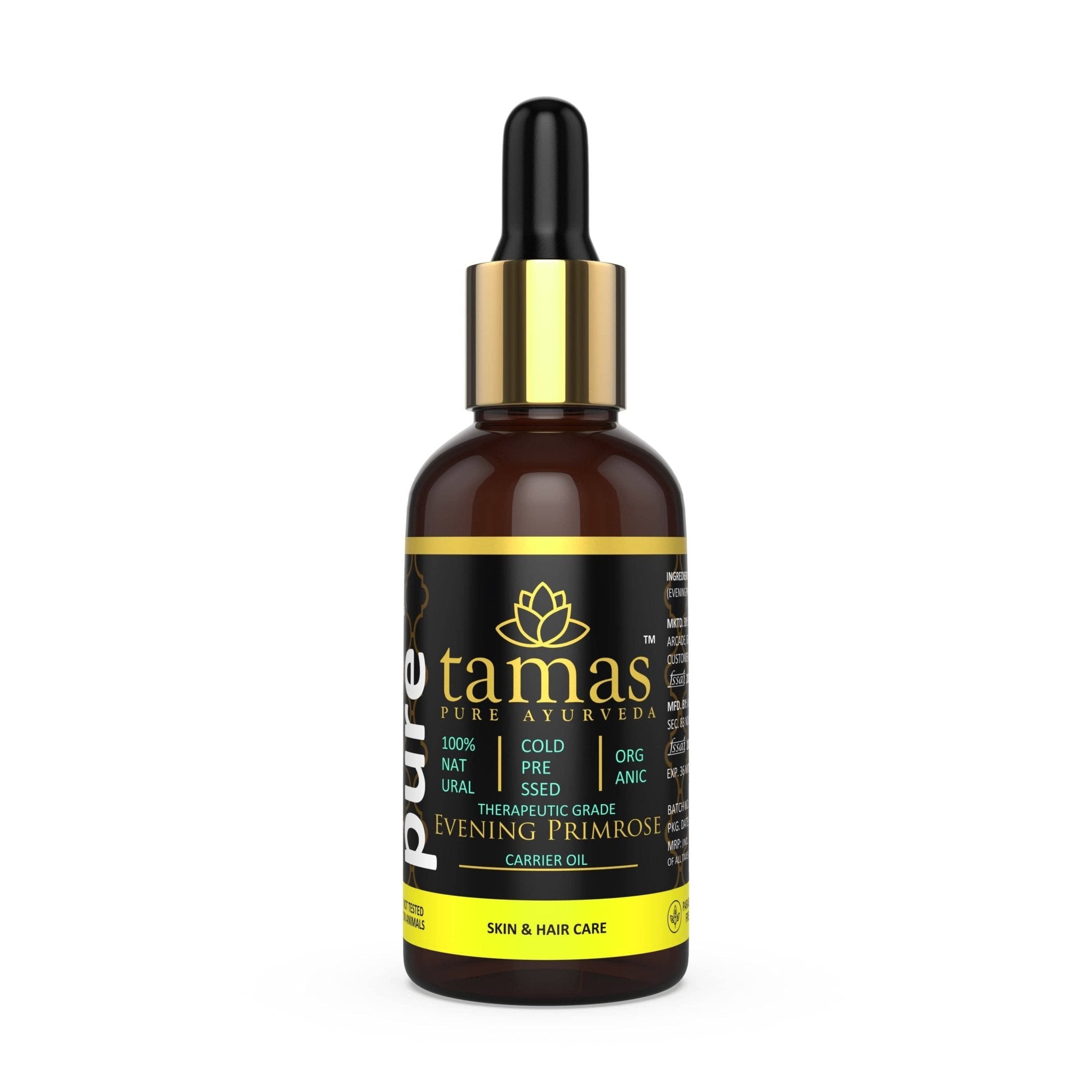 Organic Evening Primrose Cold - Pressed Oil (Oenothera Biennis): - Therapeutic Grade|USDA|100% Natural (30ml) - Tamas: Luxury Indian Gifts