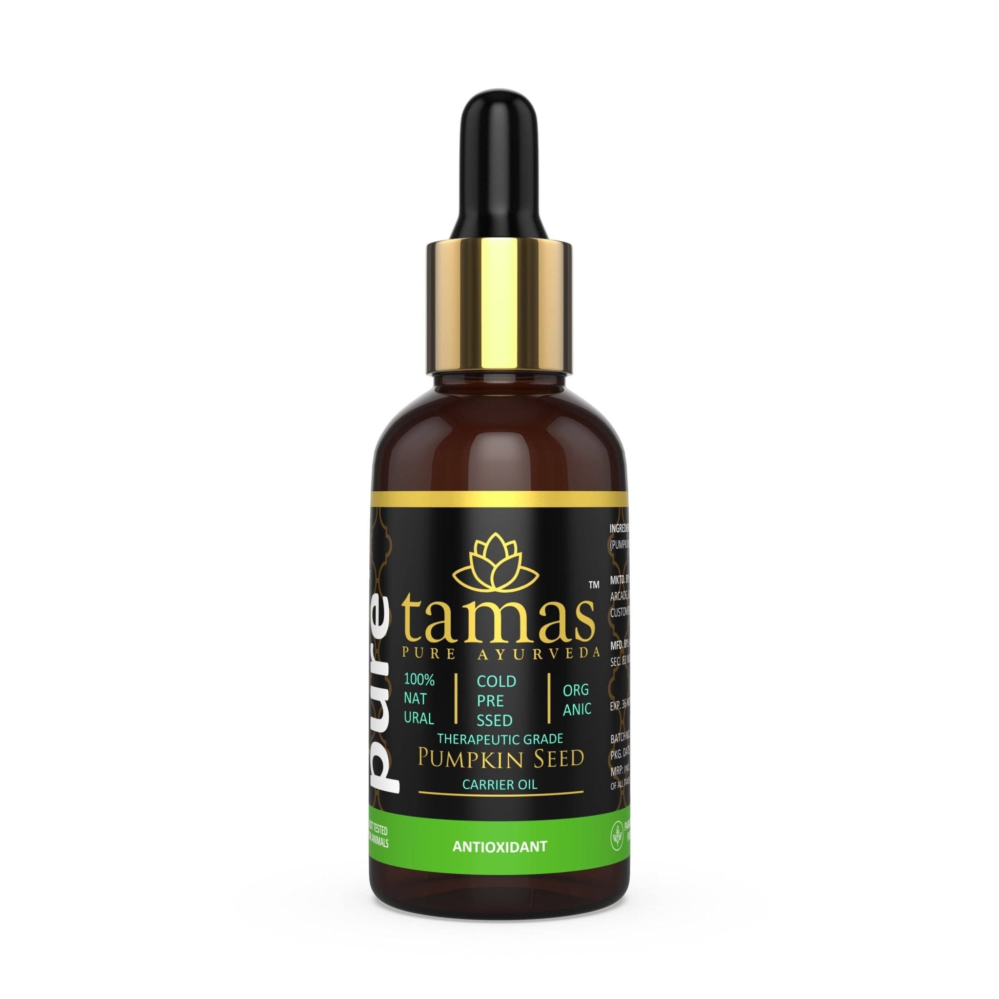 Organic Cold Pressed Pumpkin Seed Oil (Cucurbita Pepo L.): - Therapeutic Grade|USDA|100% Natural (30ml) - Tamas: Luxury Indian Gifts