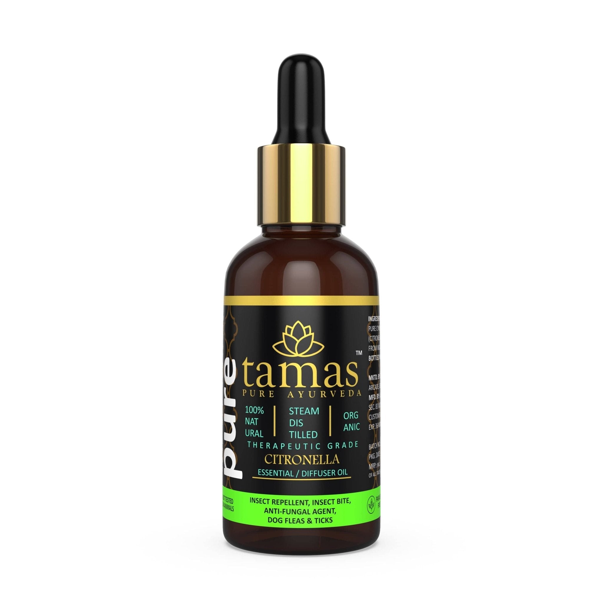 Tamas Pure Organic Citronella Essential Oil (Cymbopogon Nardus) – USDA Certified, Therapeutic Grade, 100% Natural (15ml / 30ml) - Tamas: Luxury Indian Gifts