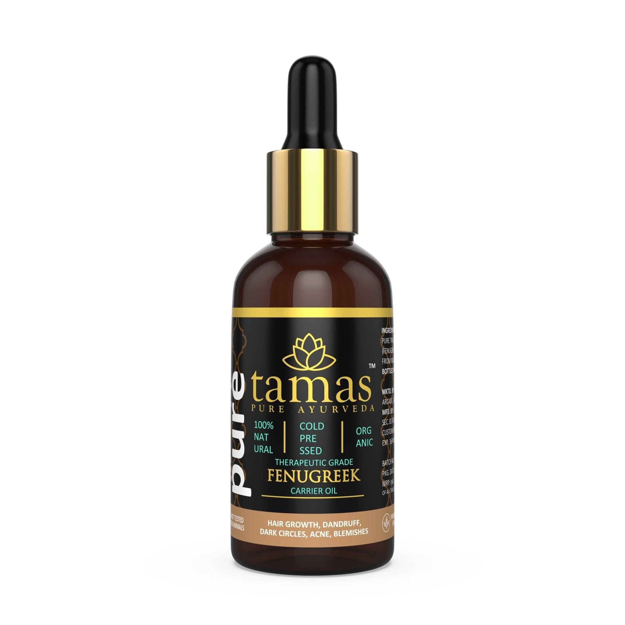 Tamas Organic Fenugreek Cold - Pressed Oil (Trigonella Foenum - Graecum) – USDA Certified, Therapeutic Grade, 100% Natural (30ml) - Tamas: Luxury Indian Gifts