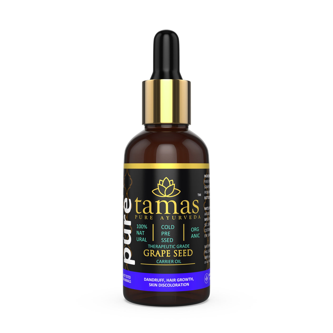 Organic Grape Seed Cold-Pressed Oil (Vitis Vinifera):- Therapeutic Grade|USDA|100% Natural (30ml)