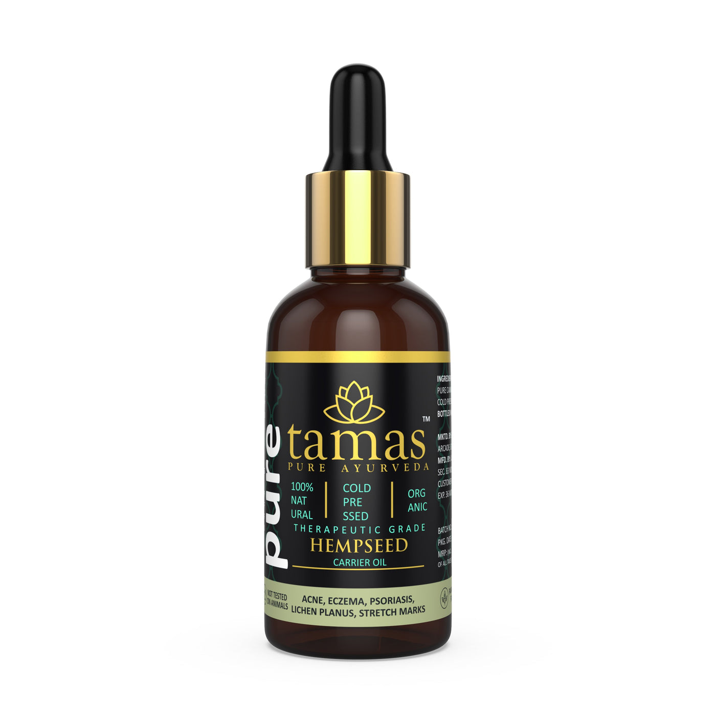 Organic Hempseed Cold-Pressed Oil (Cannabis Sativa):- Therapeutic Grade|USDA|100% Natural (30ml)