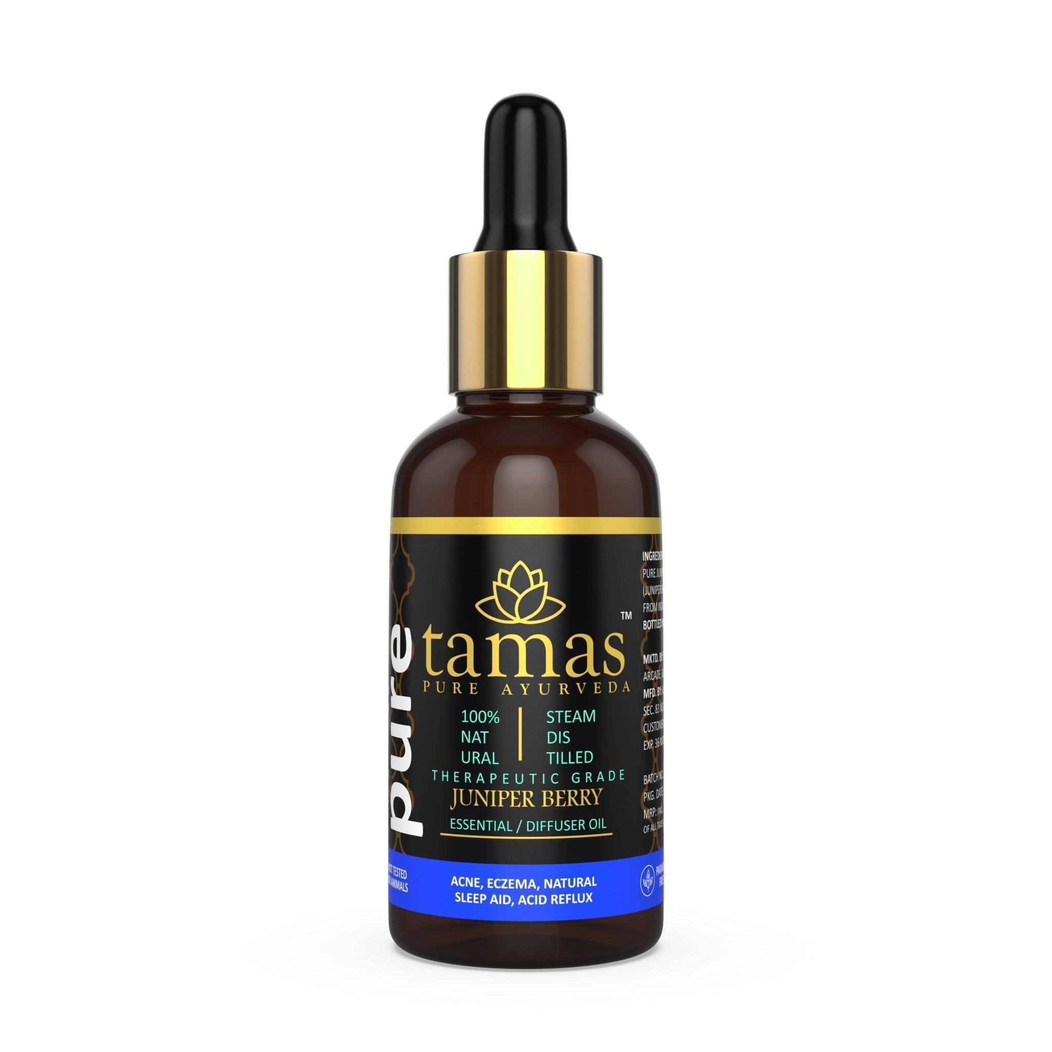 Tamas Pure Ayurvedic Juniper Berry Essential Oil: - Therapeutic Grade|100% Natural (15ml) - Tamas: Luxury Indian Gifts