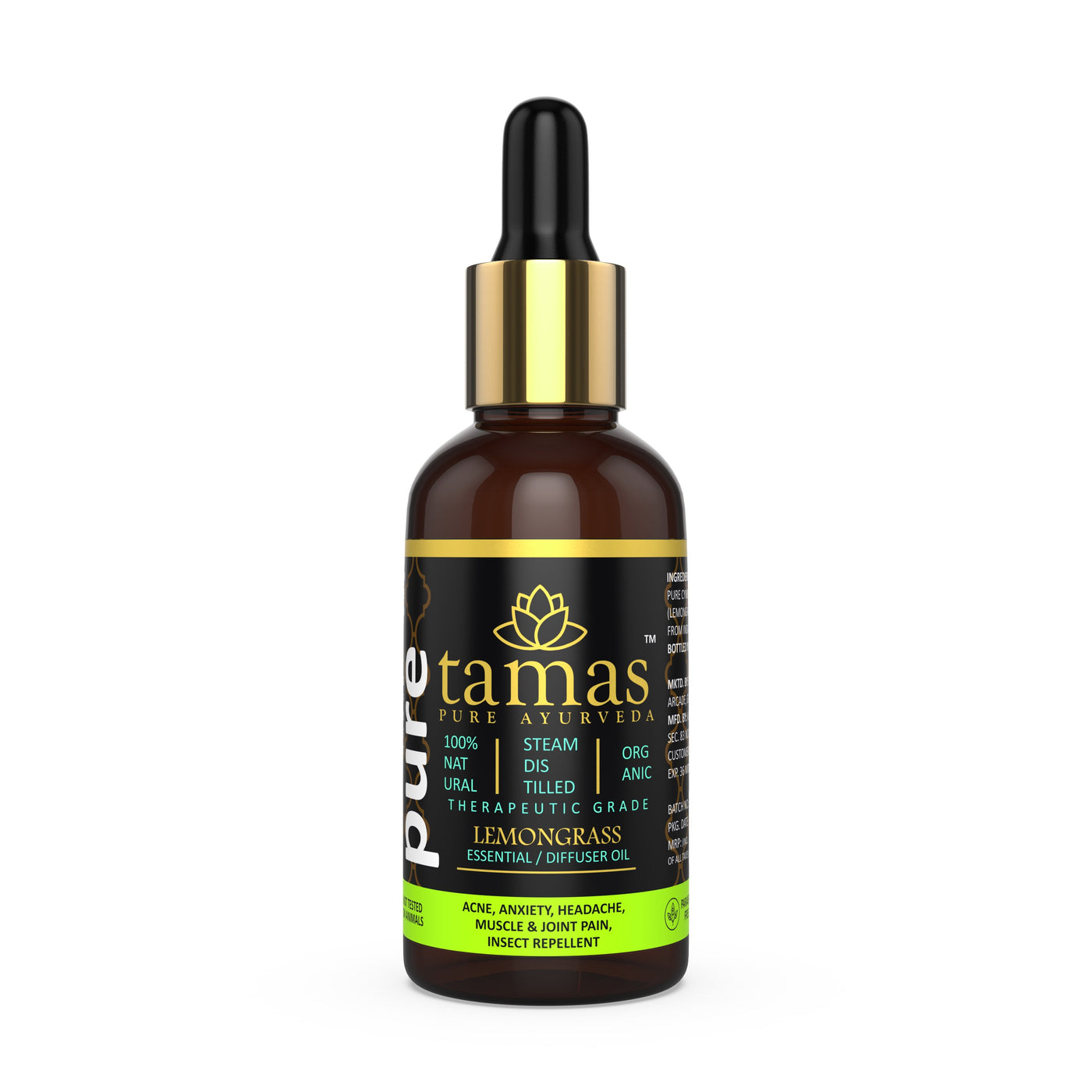 Organic Lemongrass Essential Oil (Cymbopogon):- Therapeutic Grade|USDA|100% Natural (15ml) (30ml)
