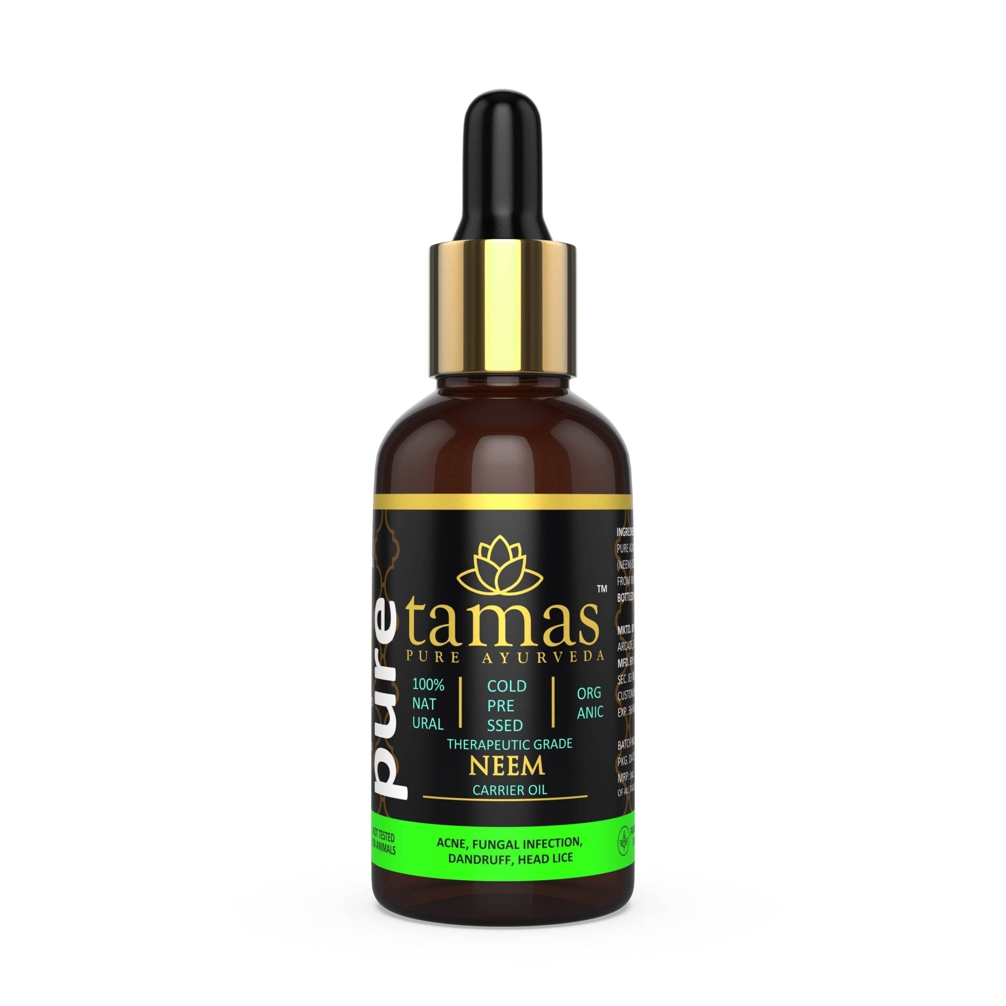 Organic Neem Cold - Pressed Oil (Azadirachta Indica): - Therapeutic Grade|USDA|100% Natural (30ml) - Tamas: Luxury Indian Gifts