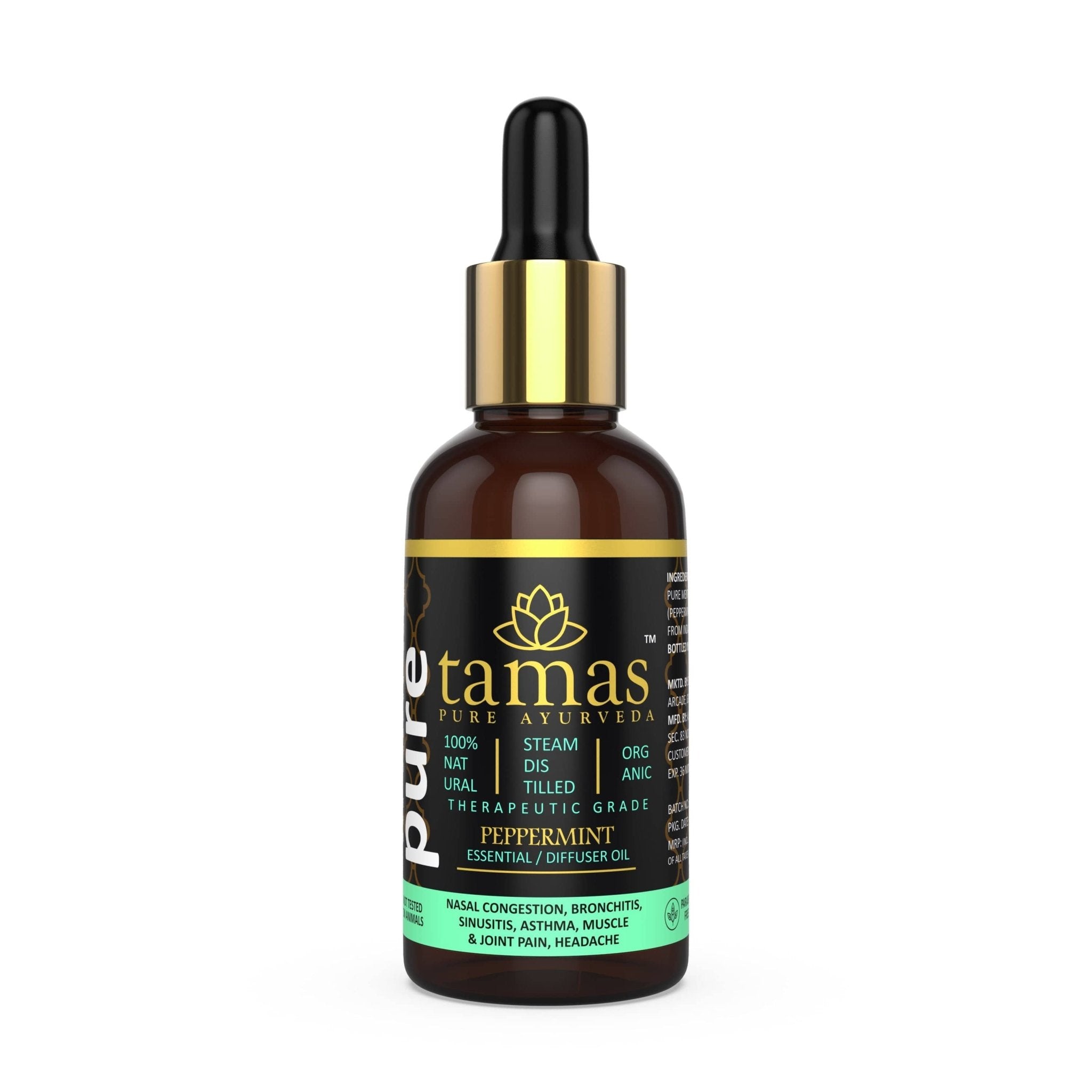 Tamas Organic Peppermint Essential Oil – For Headaches, Focus & Freshness | USDA Certified | 100% Natural (15ml / 30ml) - Tamas: Luxury Indian Gifts
