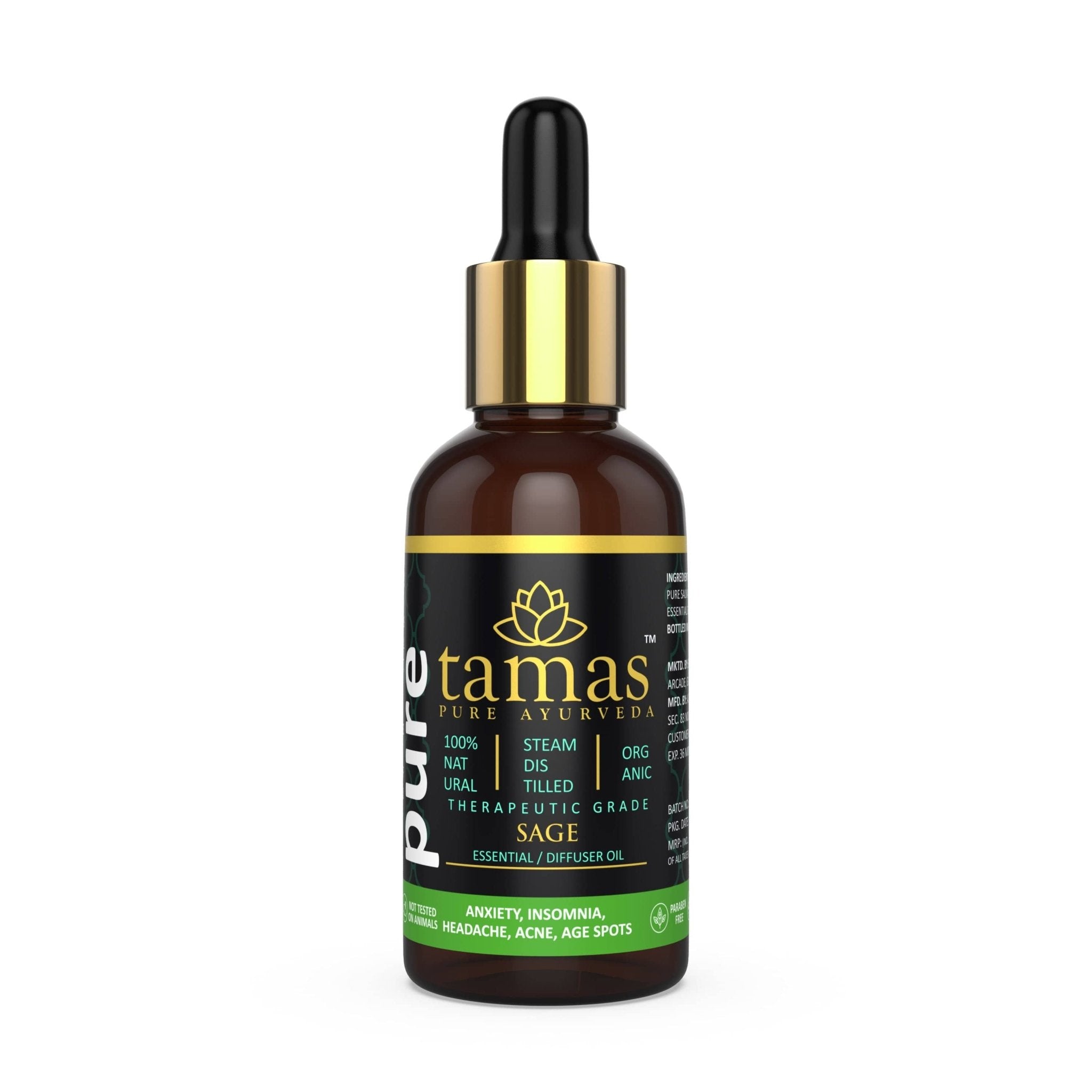 Pure Organic Sage Essential Oil (Salvia Sclarea): - Therapeutic Grade|USDA|100% Natural (15ml) - Tamas: Luxury Indian Gifts