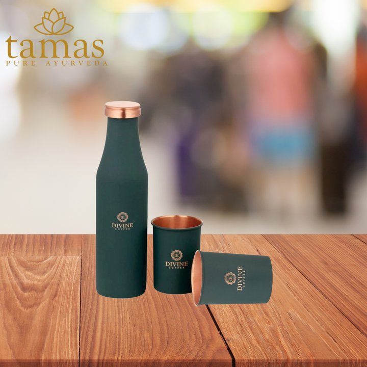 TAMAS GREEN BMC DIVINE GIFT BOX COPPER (Bottle 1000ml, 2 Glasses 250ml)