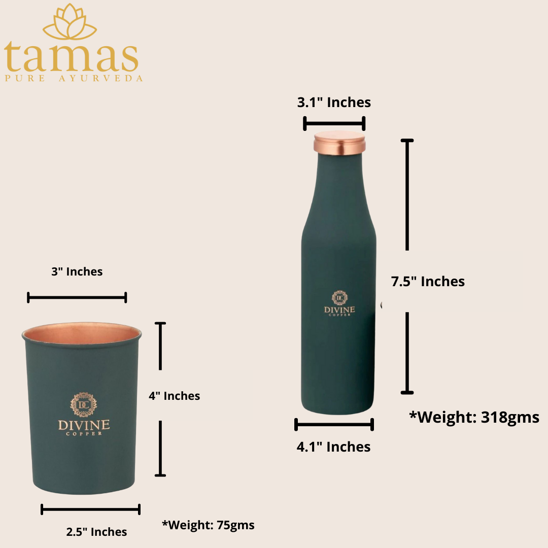 TAMAS GREEN BMC DIVINE GIFT BOX COPPER (Bottle 1000ml, 2 Glasses 250ml)