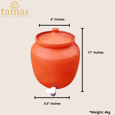 Handmade & Eco-friendly Earthen (Clay/ Terracotta) Pot With Clay Lid and Tap (5l)