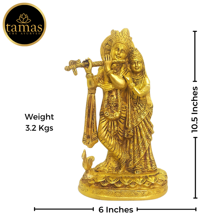Tamas Brass Radha Krishna / Radha Shyam Statue With Free Premium Gift Box