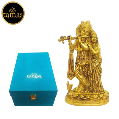 Tamas Brass Radha Krishna / Radha Shyam Statue With Free Premium Gift Box