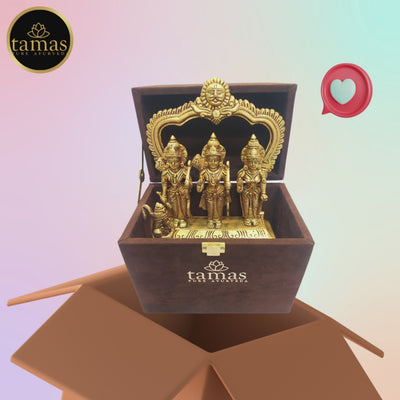 Tamas Brass Handcrafted Ram Darbar Shree Ram Ji Sita Laxman Hanuman Statue With Premium Gift Box